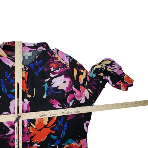 Habitat Clothes To Live In Button Up Shirt XL Floral Splash Ruffle Long Sleeve - Picture 10 of 11